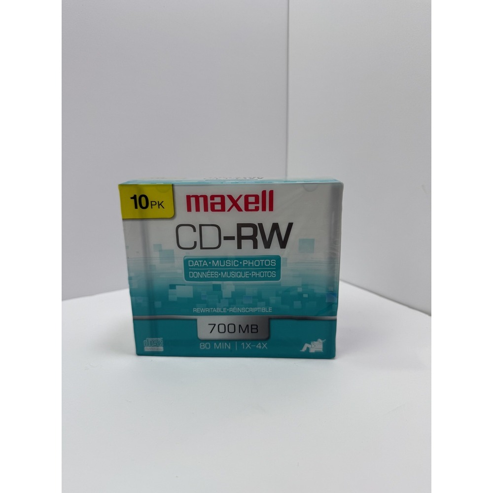 Maxell CD-RW 10 Pack 700MB 80 Min Rewritable Discs Data Music Photos New Sealed